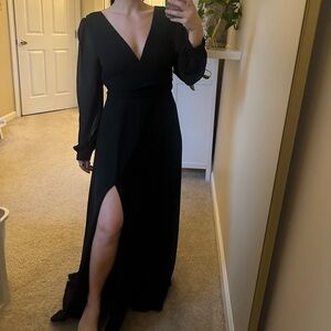 Lulu's Black Long Sleeve Formal Maxi Dress